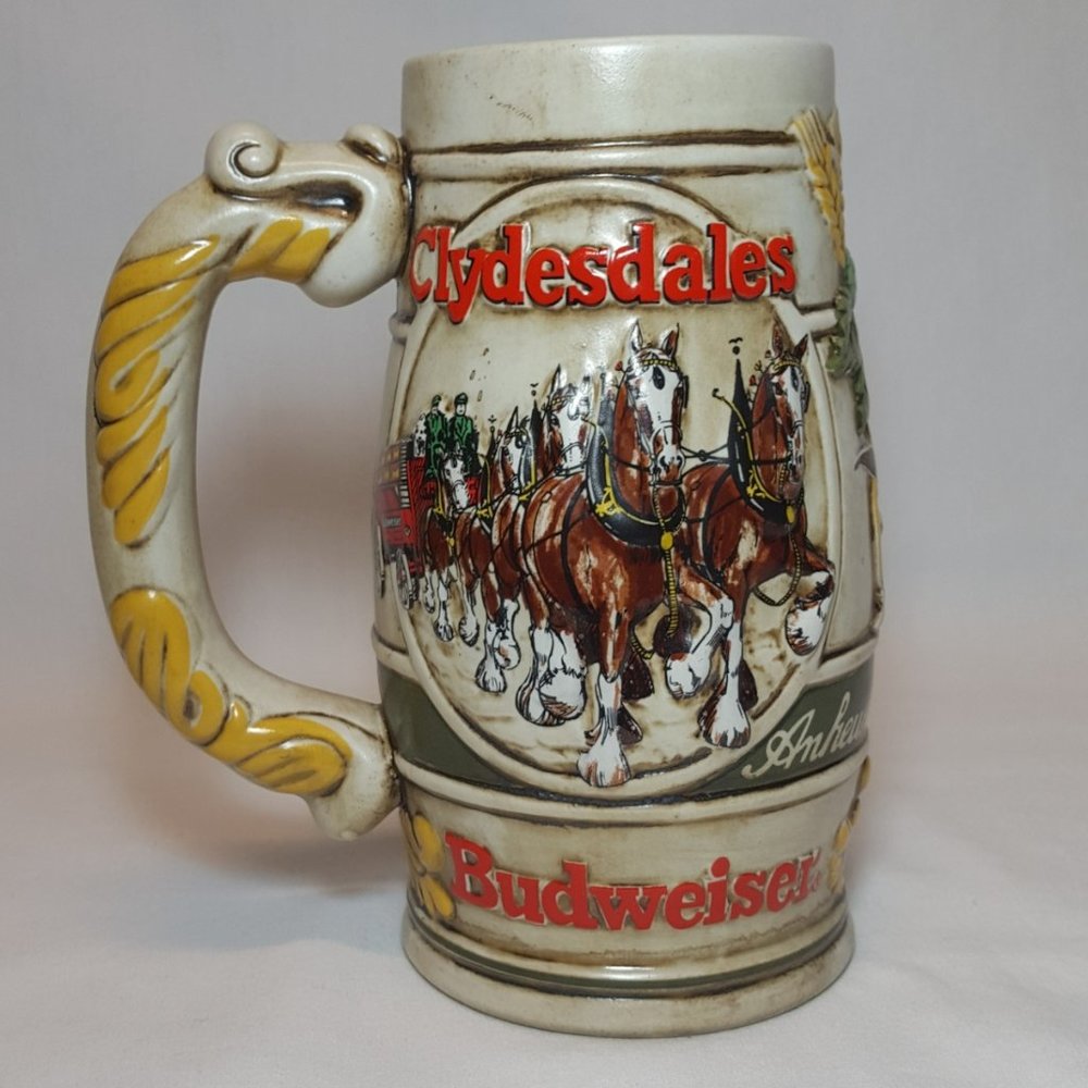 Vintage Budweiser 3D Clydesdales Beer Stein/Mug.